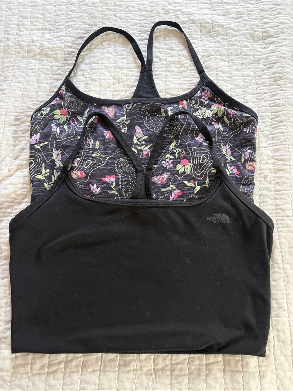 The North Face Black & Floral Racerback Sports Bras Duo